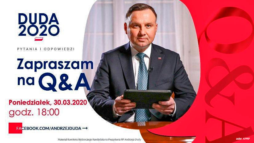 Q&A z prezydentem Andrzejem Dud w mediach spoecznociowych - 30.03.2020.