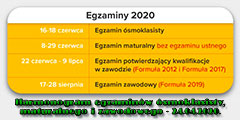 Harmonogram egzaminw smoklasisty, maturalnego i zawodowego - 24.04.2020.