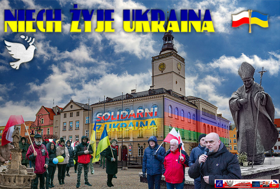 Pokojowa manifestacja poparcia dla Ukrainy na dzieroniowskim rynku - 31.03.2022.