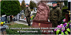 Dzieroniw: 72. rocznica zamordowania trzech onierzy AK w Dzieroniowie - 17.01.2019.